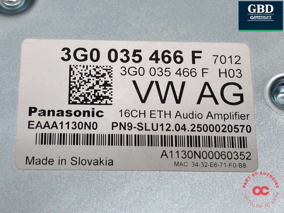 Bilstereo forsterker til VW ID.7 2023-->> (3G0 035 466 F|)
