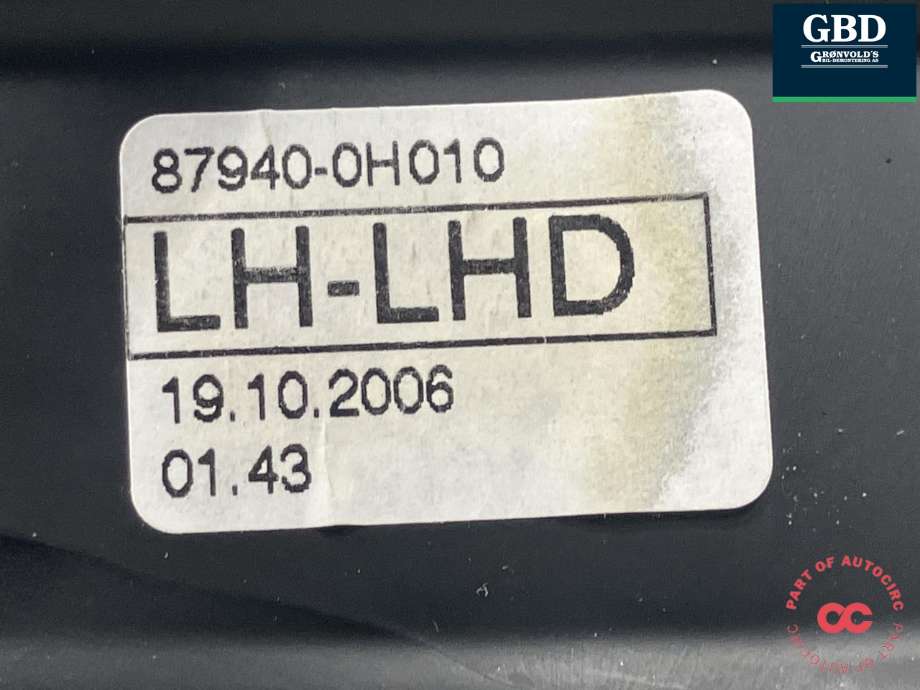 Speil venstre til Toyota Aygo 2005-2014 (Type I) (879400H010|87940-0H010|)