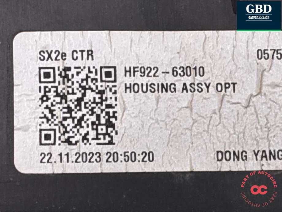 Frontlykt midtre til Hyundai Kona 2024-->> (Type II)  (92209-HF100|HF922-63010|)