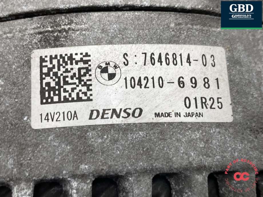 Dynamo diesel til BMW X4 2014-2018 (F26) (F26) (DENSO|12 31 7 646 814|12 31 7 646 815|104210-6981)