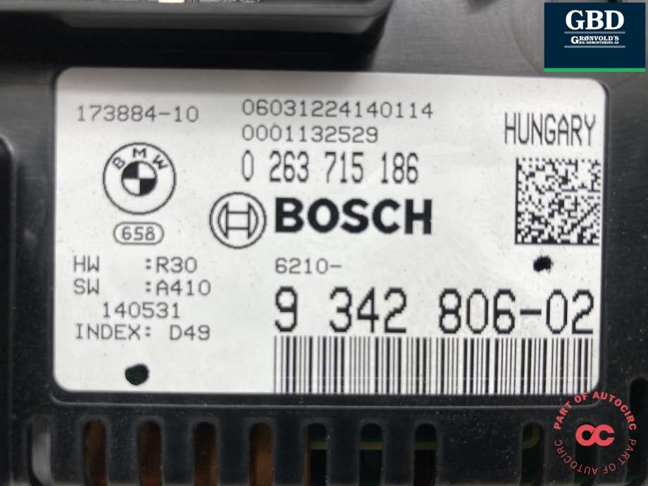 Instrumentpanel til BMW X4 2014-2018 (F26) (F26) (62 10 8 795 224|62 10 6 805 243|9 342 806-02)