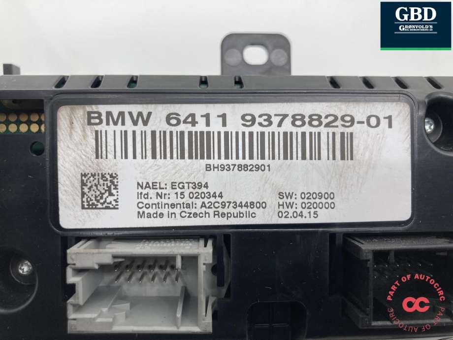Varmeapparat betjening til BMW X4 2014-2018 (F26) (F26) (64 11 6 825 513|6411 9378829-01|)