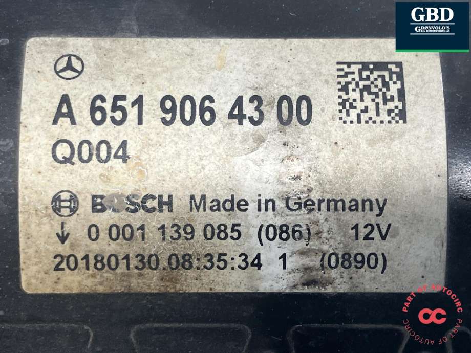 Starter diesel til Mercedes Sprinter 2013-2018 (Fase 2) (906) (906) (BOSCH|A 651 906 43 00|0 001 139 085|)