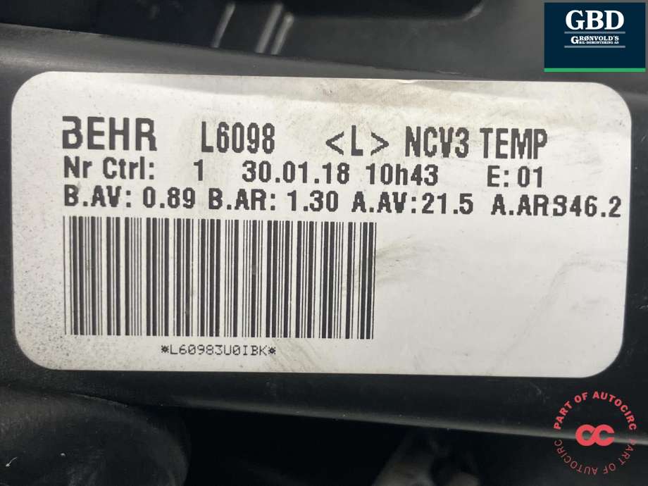 Varmeapparat motor til Mercedes Sprinter 2013-2018 (Fase 2) (906) (906) (BEHR|A 000 835 61 07|L6098)