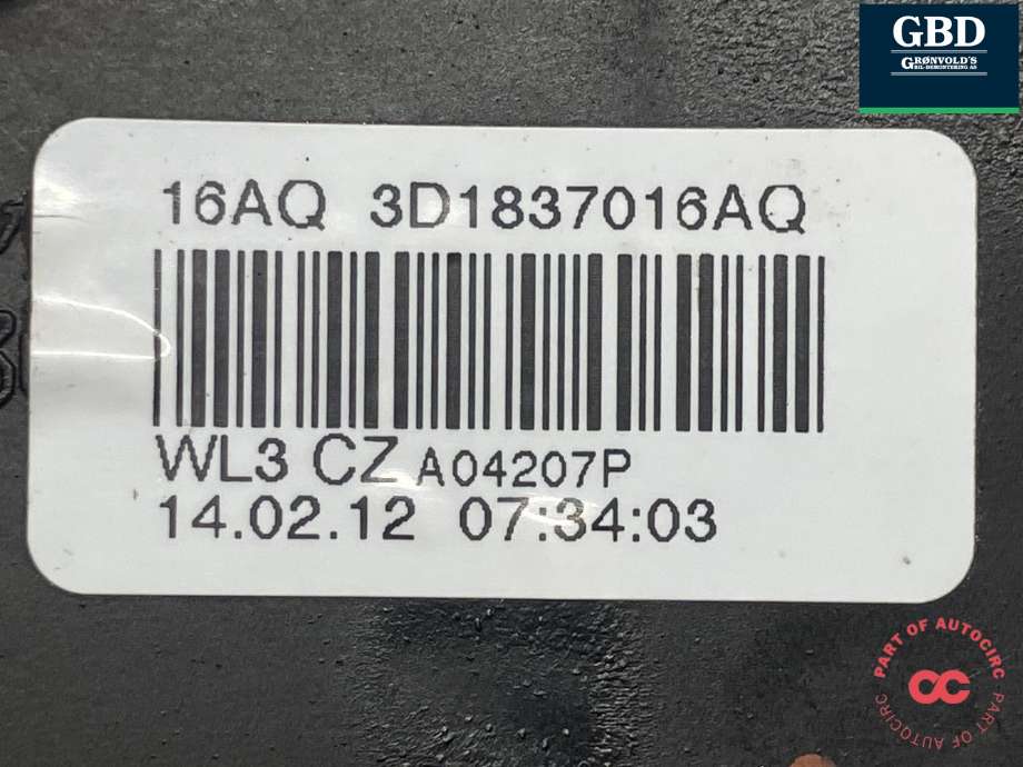 Låsekasse høyre foran til VW Caddy 2010-2015 (Type III, Fase 2) (|3D1 837 016 AQ)