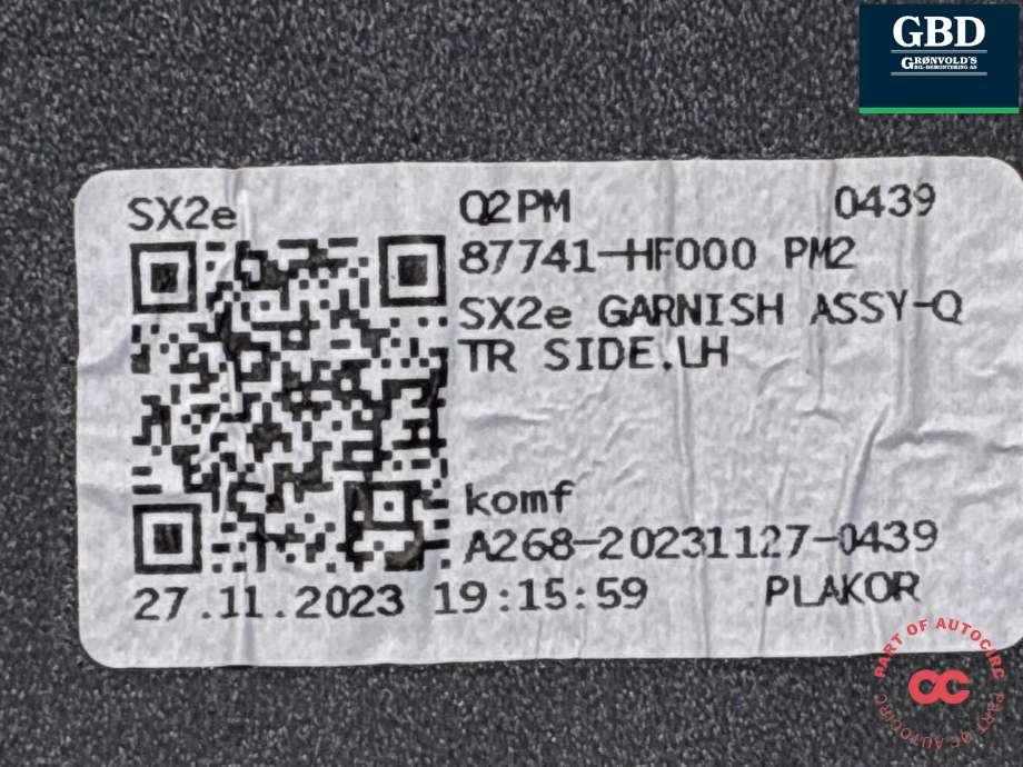 Diverse deler til Hyundai Kona 2024-->> (Type II) (87741-HF000PM2|)