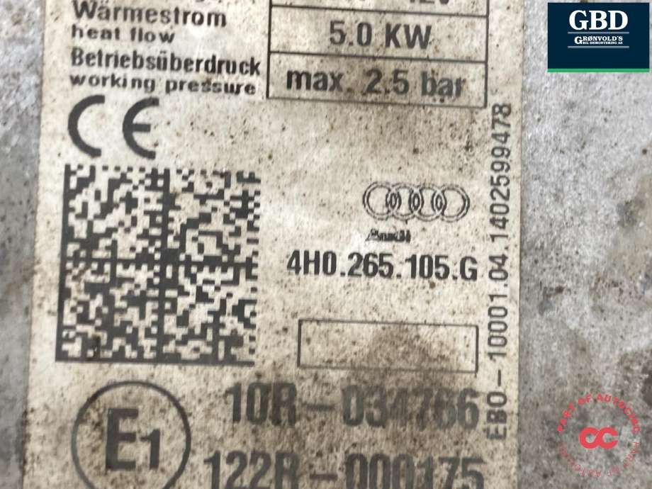 Dieselvarmer til Audi A4, Allroad 2009-2016 (Type I) (B8) (B8) (4H0 898 919 E|4H0 265 105 G|)