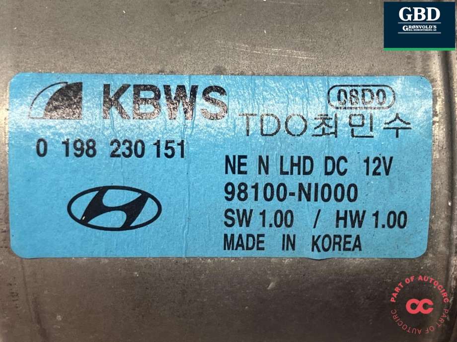 Viskermotor frontrute komplett m/overføring til Hyundai Ioniq 5 2021-->>  (98100-NI000|)
