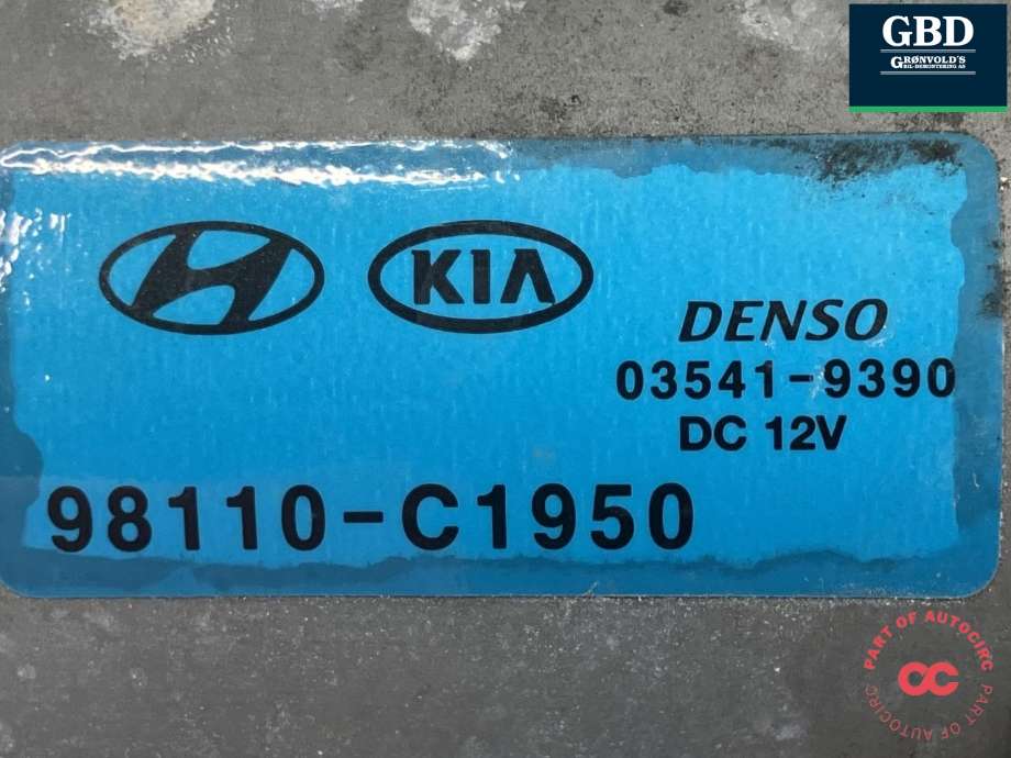 Viskermotor frontrute til Hyundai Kona 2021-2023 (Type I, Fase 2) (DENSO|98110C 1950|03541-9390|98110-C1950)