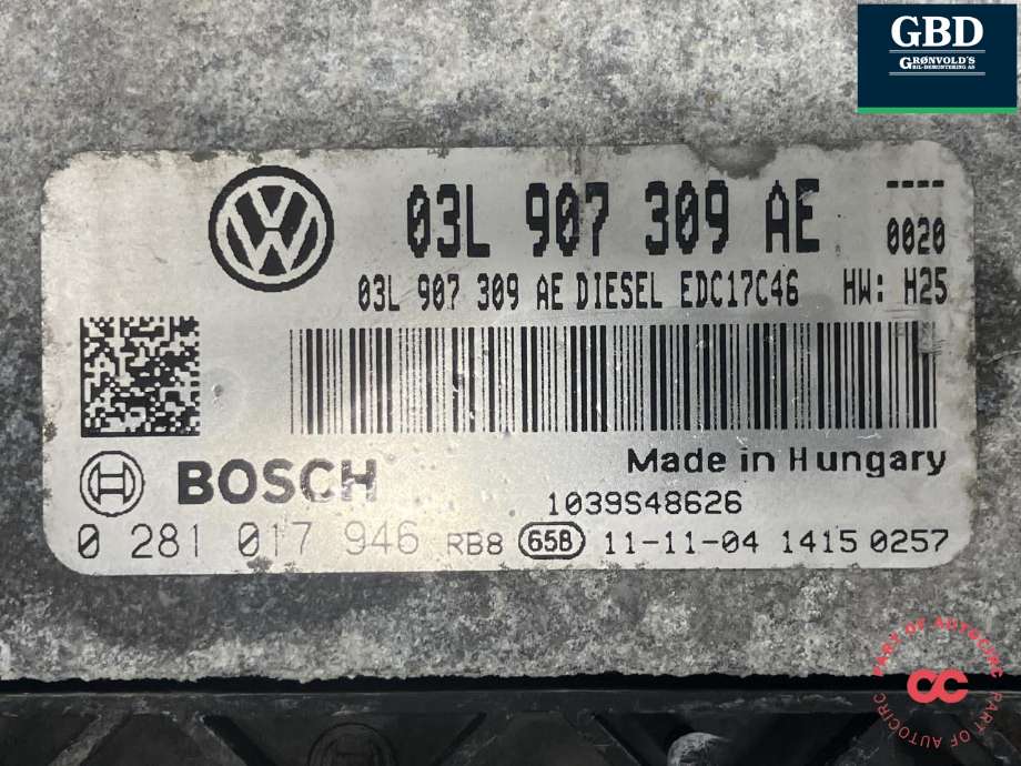 Styreenhet motor til VW Passat 2011-2015 (B7) (B7) (BOSCH|03L 906 018 PA 360|03L 907 309 AE|0 281 017 946)