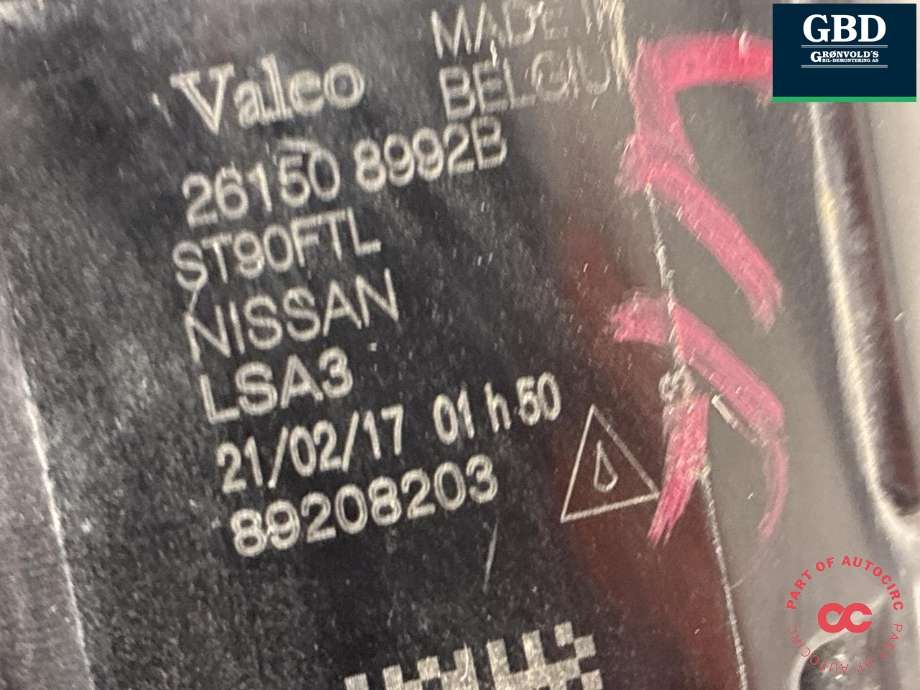 Tåkelykt venstre foran til Nissan Qashqai 2014-2021 (Type II)  (261508992B|)