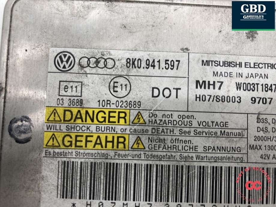 Styreenhet xenon/ballast til Audi A4 2007-2014 (Type IV) (B8) (B8) (MITSUBISHI|8K0 941 597 E|8K0 941 597|)