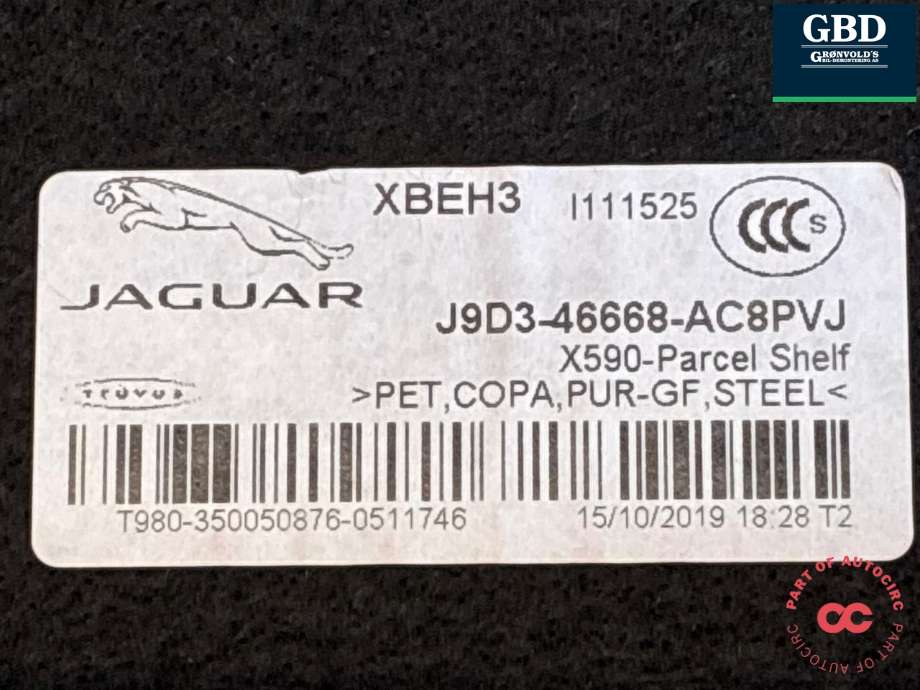 Hattehylle til Jaguar I-PACE 2018-->> (T4K1349PVJ|J9D346668AC8PVJ|)