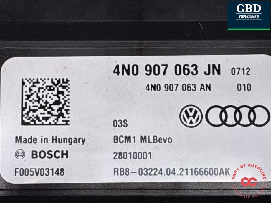 Styreenhet comfort (BCM) til Audi e-tron GT 2021-->> (4N0 907 063 JN|)