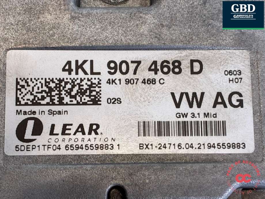 Styreenhet diverse til Audi e-tron GT 2021-->> (4KL 907 468 E|4KL 907 468 D|)