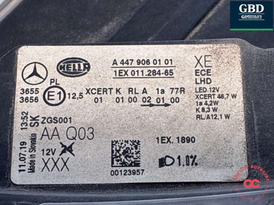 Frontlykt venstre full-LED til Mercedes Vito 2014-->> (W447) (W447) (A 447 906 18 01|A 447 906 10 01|A 447 906 01 01)