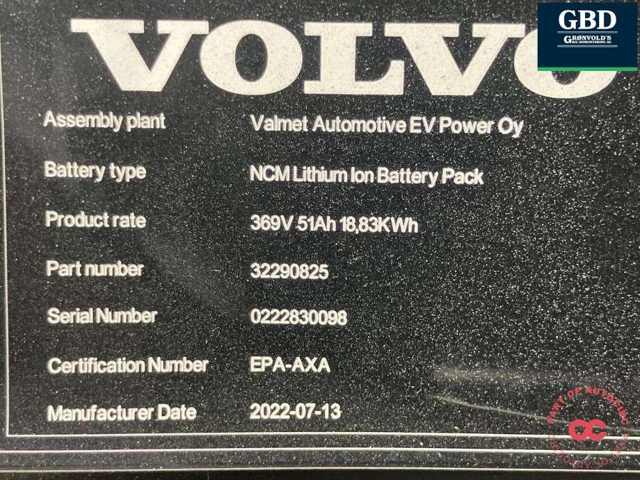 Batteripakke hybrid til Volvo XC90 2015-2025 (Type II) (36013041|32290825|)
