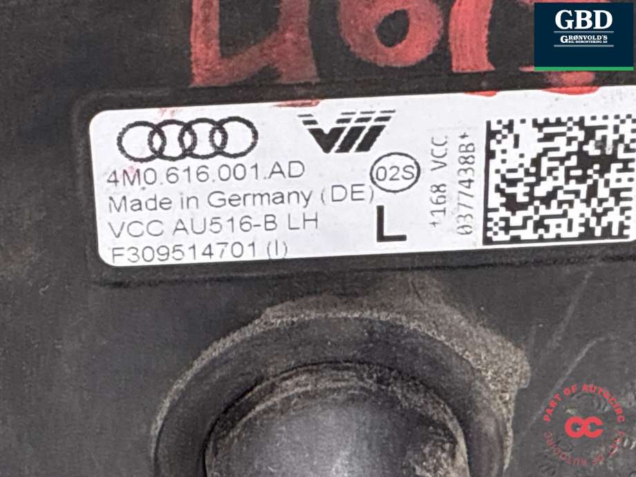 Fjær bak nivå luftpute/belg til Audi e-tron 2018-->>  (4M0 616 001 AK|4M0 616 001 AD|)
