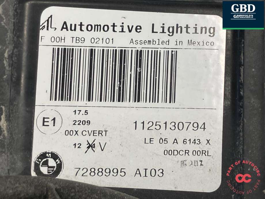 Frontlykt venstre xenon til BMW X5 2007-2013 (E70) (E70) (AUTOMOTIVE LIGHTING|63 11 7 288 991|7 288 995|F 00H TB9 02101)