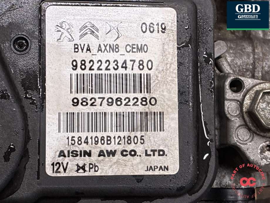 Girkasse automat til Peugeot Partner 2019-->> (Type III)  (98 279 622 80|)
