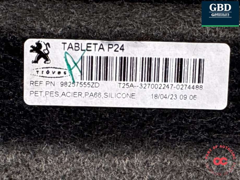 Hattehylle til Peugeot e-2008 2019-->> (98 257 555 ZD|)