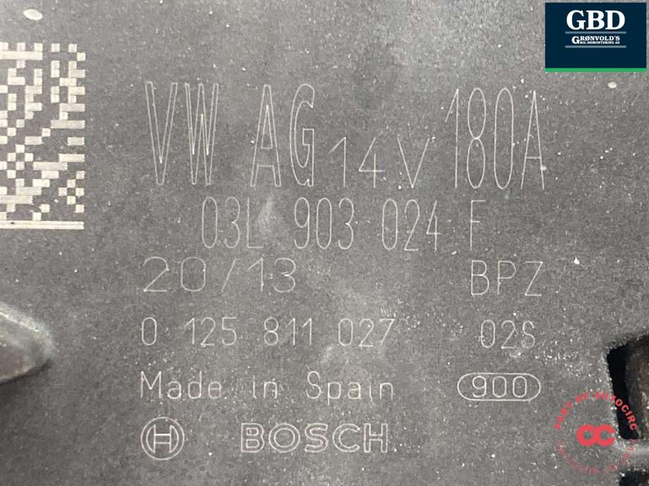Dynamo diesel til VW Passat 2011-2015 (B7) (B7) (03L 903 024 K|03L 903 024 KX|03L 903 024 F| 03L 903 024 FX)