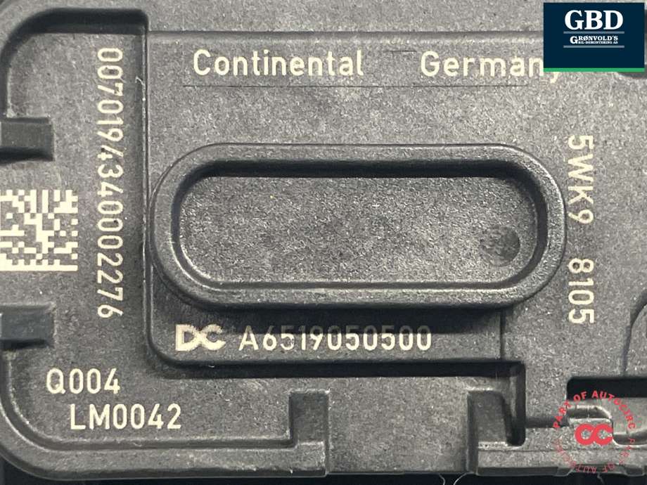 Luftmengde/luftmassemåler til Mercedes Vito 2014-->> (W447) (W447) (CONTINENTAL|A 654 905 35 00|A6519050500|)