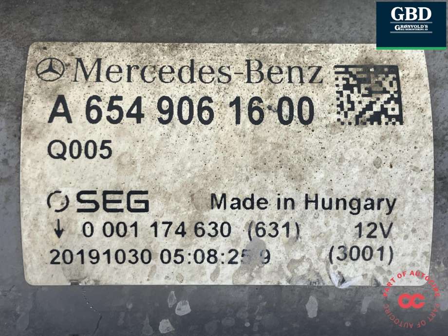 Starter diesel til Mercedes Vito 2014-->> (W447) (W447) (A 654 906 16 00|A 654 906 14 00|0 001 174 630)