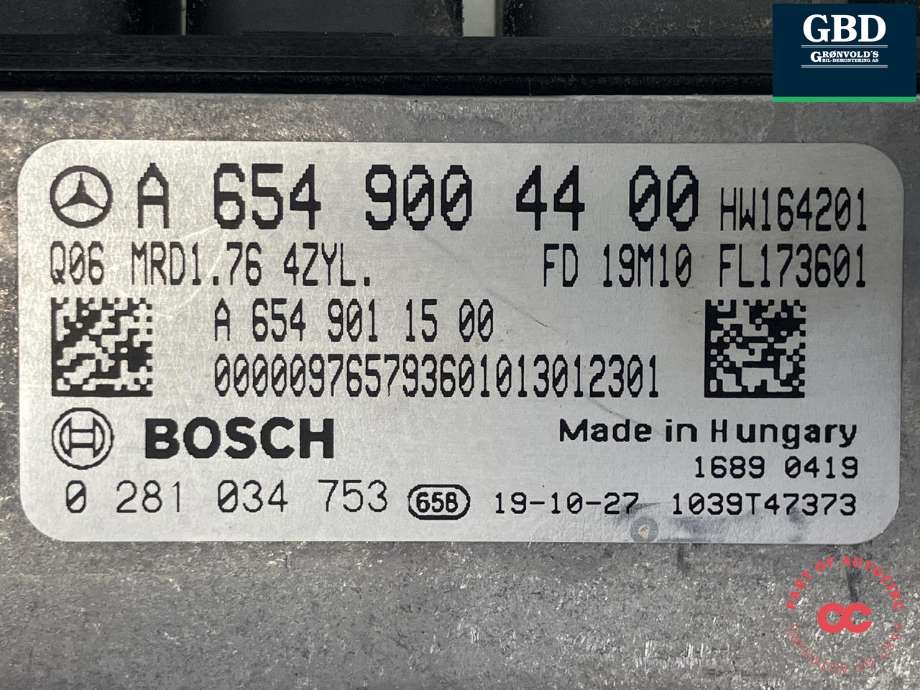 Styreenhet motor til Mercedes Vito 2014-->> (W447) (W447) (BOSCH|A 654 900 80 00|A 654 900 44 00|0 281 034 753)