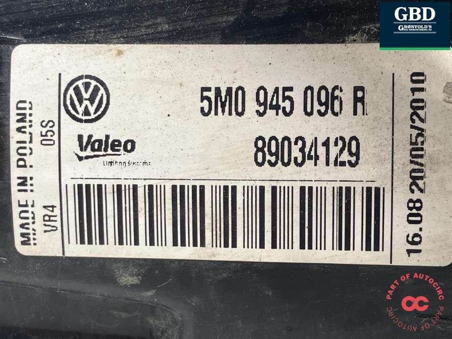 Baklykt høyre ytre til VW Golf, Plus/Cross 2009-2013 (Fase 2)  (VALEO|5M0 945 096 S|5M0 945 096 R|89034129)