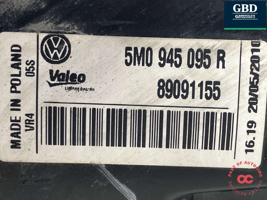 Baklykt venstre ytre til VW Golf, Plus/Cross 2009-2013 (Fase 2) (VALEO|5M0 945 095 S|5M0 945 095 R|89091155)