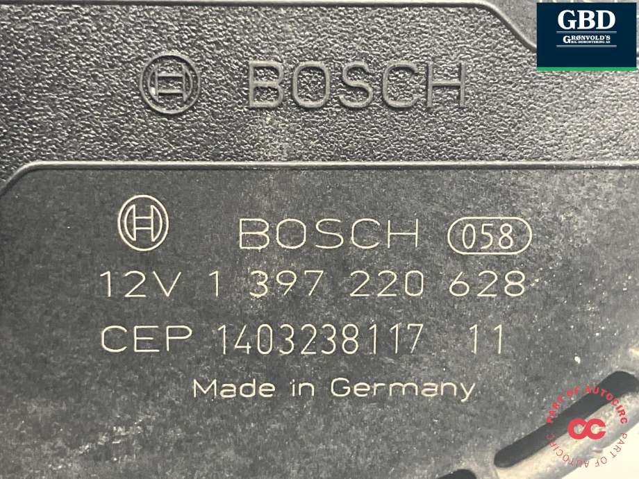Viskermotor frontrute til Volvo V60/V60 CC 2013-2018 (Type I, Fase 2)  (BOSCH|30753493|1 397 220 628|)