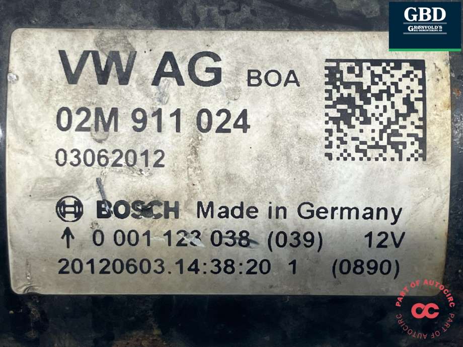 Starter diesel til VW Golf VI 2008-2012 (BOSCH|02M 911 024 P|02M 911 024 PX|0 001 123 038)