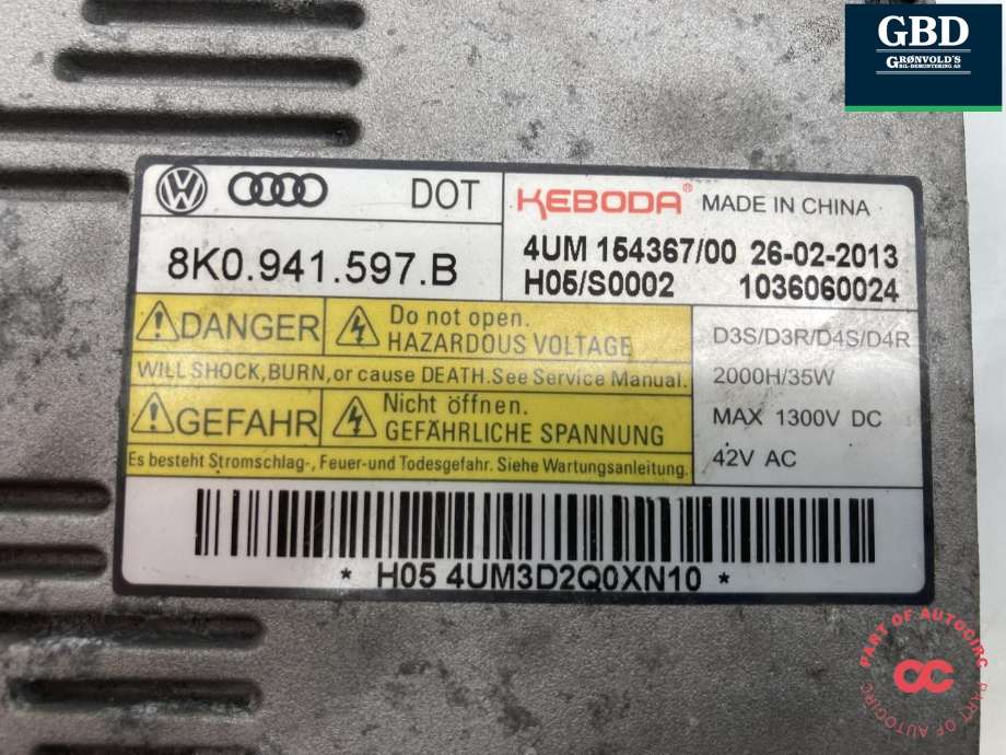 Styreenhet xenon/ballast til VW Passat 2011-2015 (B7) (B7) (8K0 941 597 B|)