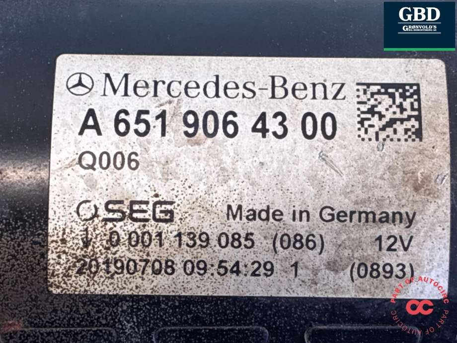 Starter diesel til Mercedes Vito 2014-->> (W447) (W447) (A 651 906 43 00|)