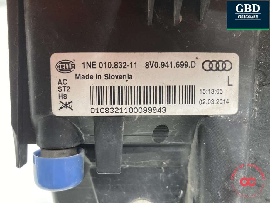 Tåkelykt venstre foran til Audi A3 2012-2016 (Type III, Fase 1) (8V0 941 699 J|8V0 941 699 D|)