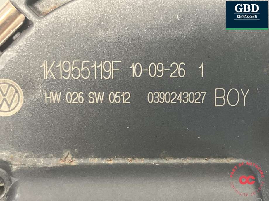 Viskermotor frontrute komplett m/overføring til VW Golf VI 2008-2012 (BOSCH|5K1 955 601|1K1 955 023 H|1K1 955 119 F)