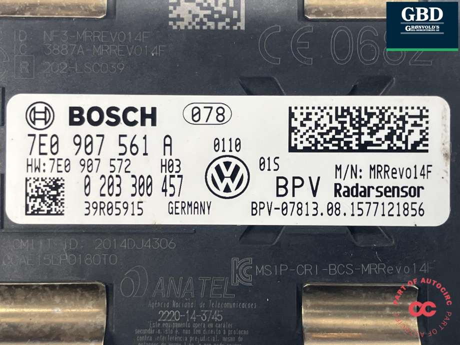 Sensor radar til VW Transporter / Caravelle 2015-2019 (T6) (T6) (BOSCH|7E0 907 561 C|7E0 907 561 A|0 203 300 457)