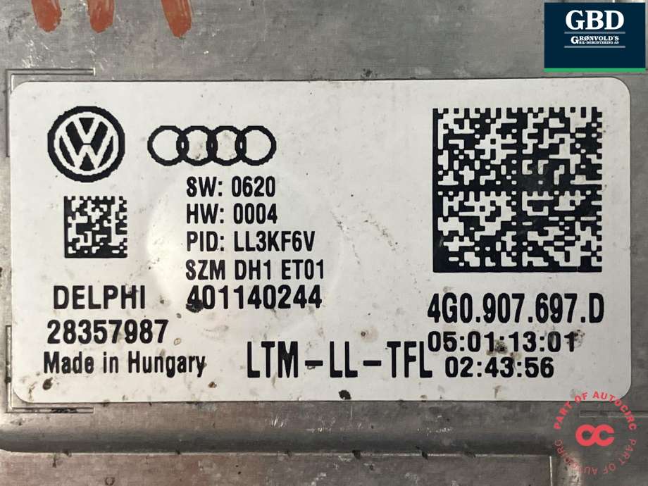 Styreenhet xenon/ballast til Audi Q5 2012-2017 (Type I, Fase 2) (DELPHI|4G0 907 697 D|28357987|)