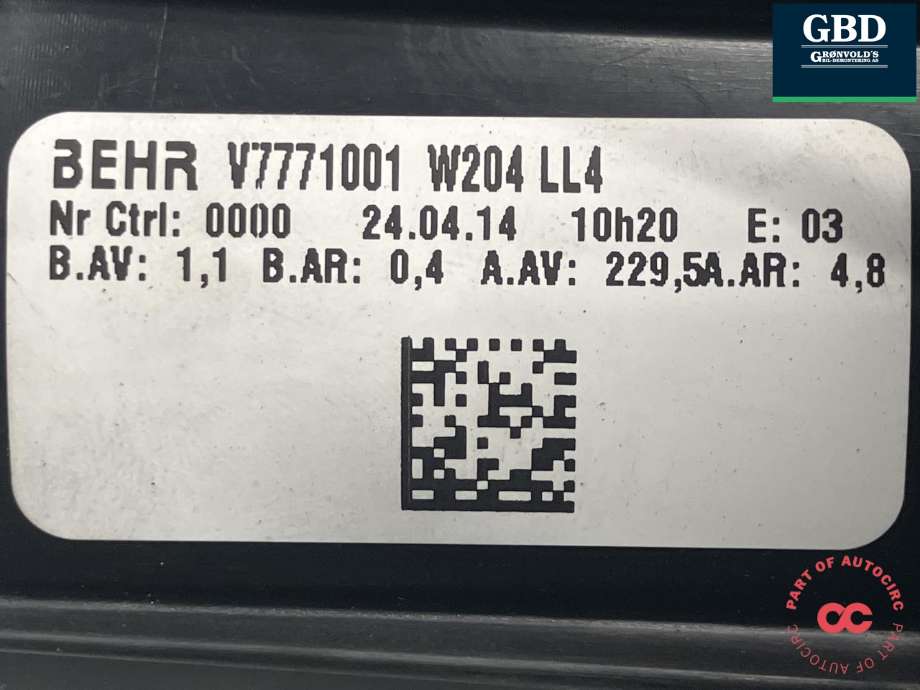 Varmeapparat motor til Mercedes E-Klasse 2013-2016 (Fase 2) (W212) (W212) (BEHR|A 212 820 07 08|V7771001|)