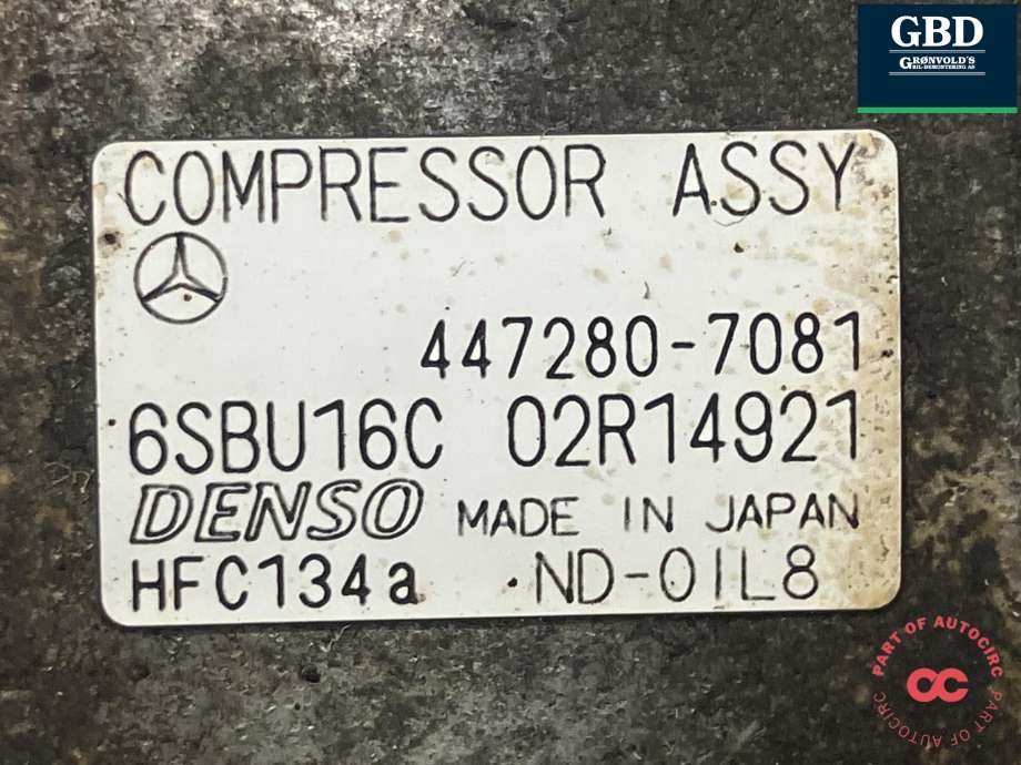 Aircondition kompressor til Mercedes E-Klasse 2013-2016 (Fase 2) (W212) (W212) (DENSO|A 000 830 74 00|A 000 830 26 00|447280-7081)