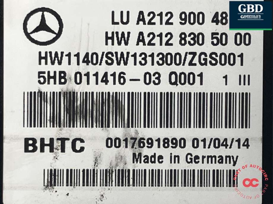 Varmeapparat betjening til Mercedes E-Klasse 2013-2016 (Fase 2) (W212) (W212) (A 212 900 68 27|A 212 830 50 00|A 212 900 48 25)