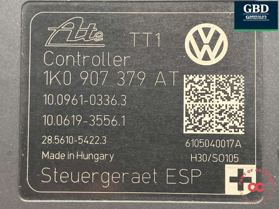 ABS sentral til VW Golf, Plus/Cross 2009-2013 (Fase 2)  (ATE|1K0 614 517 AT BEF|1K0 614 517 CB|1K0 907 379 AT)