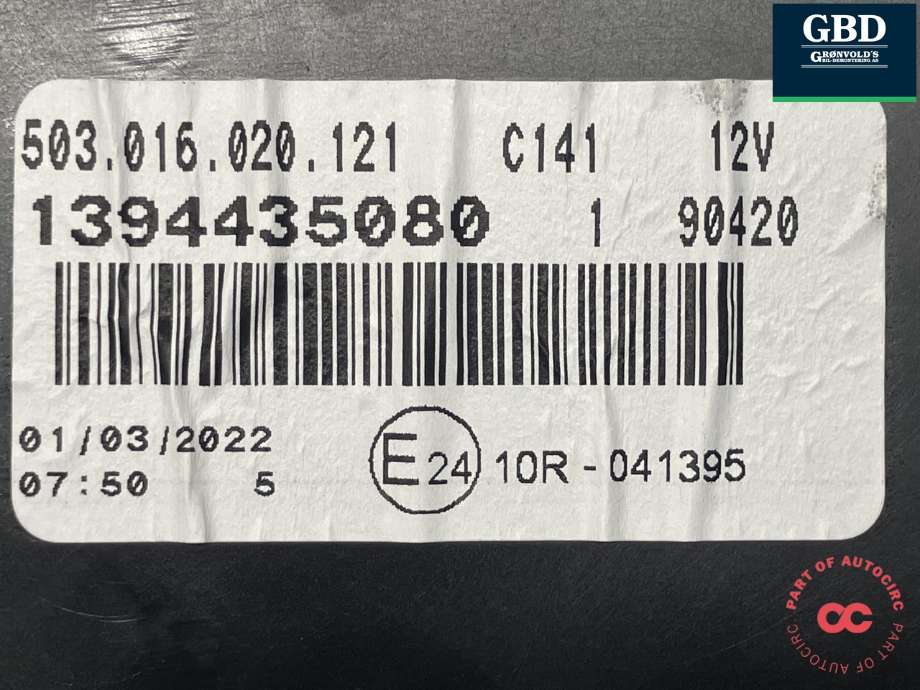 Instrumentpanel til Citroën Jumper 2014-->> (Type III, Fase 2) (16 174 385 80|16 167 939 80|1394435080)