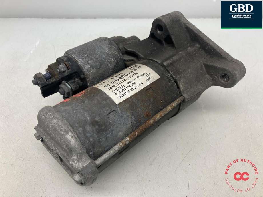 Starter diesel til Citroën Jumper 2014-->> (Type III, Fase 2)  (98 260 480 80|16 864 381 80|0 001 174 636)