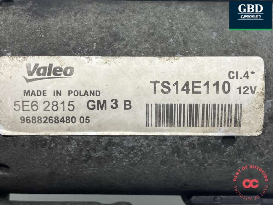 Starter diesel til Peugeot Partner 2015-2019 (Type II, Fase 2)  (VALEO|5802 Z8|96 882 684 80|TS14E110)
