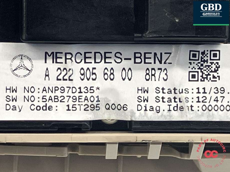 Bryter ruteheis førerdørspanel til Mercedes C-Klasse 2014-2018 (Fase 1) (W205) (W205) (A 205 905 53 20  8R73|A 205 830 85 00|)