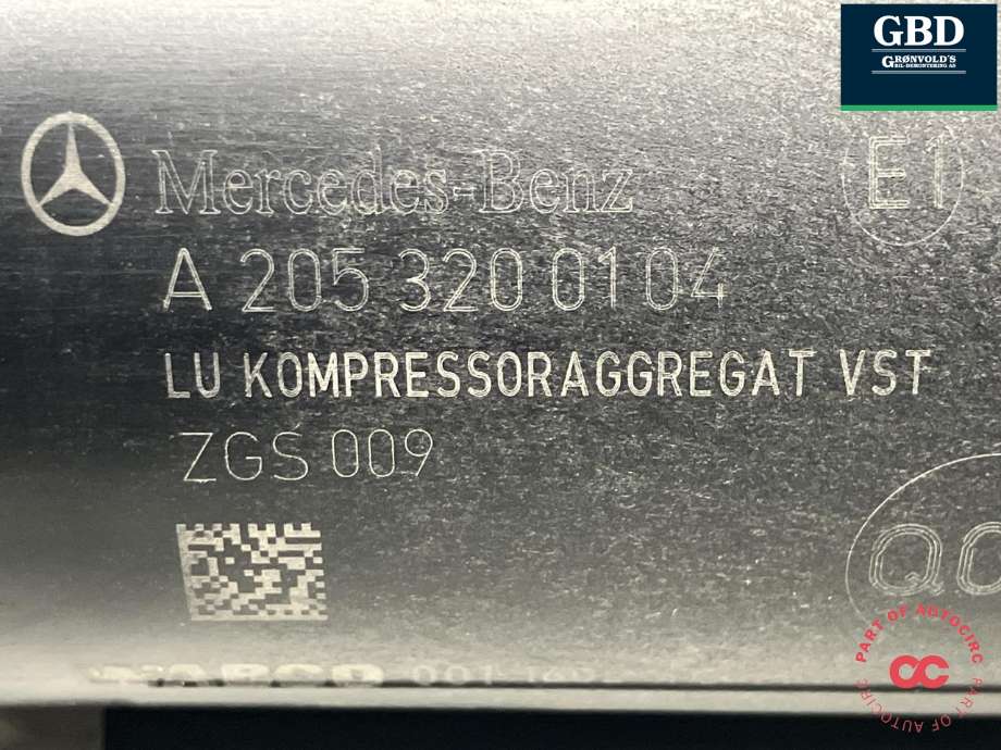 Kompressor nivå/luft til Mercedes C-Klasse 2014-2018 (Fase 1) (W205) (W205) (WABCO|A 099 320 00 04|443 020 019 1|)