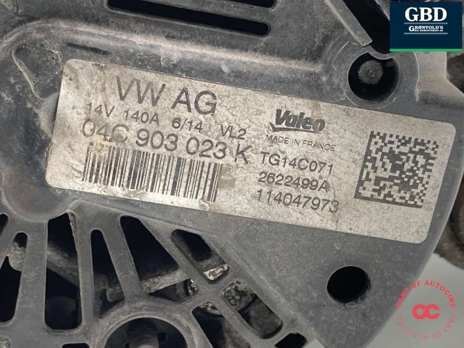 Dynamo til Audi A3 2012-2016 (Type III, Fase 1)  (04E 903 015 P|04C 903 023 L|04E 903 015 T| 04C 903 023 K)