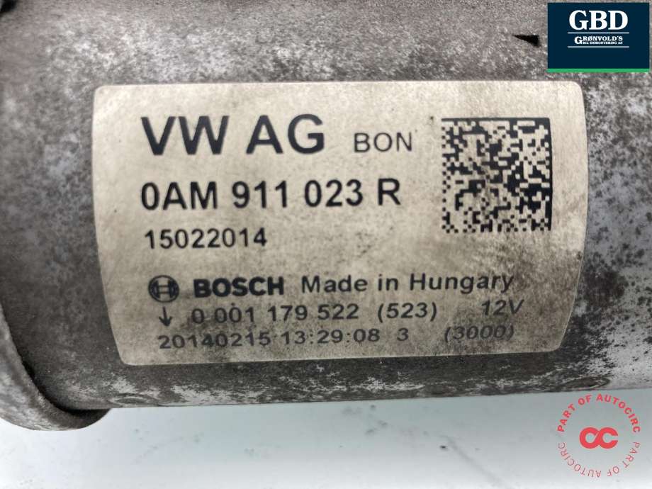 Starter til Audi A3 2012-2016 (Type III, Fase 1)  (0AM 911 022 C|0AM 911 023 R|0AM 911 022 CX| 0AM 911 023 RX)